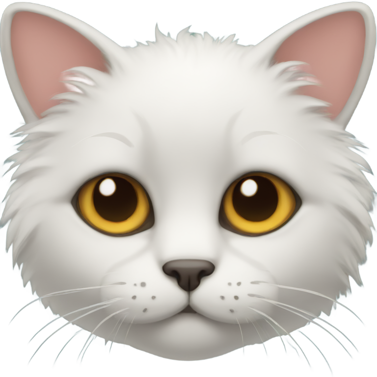 genmoji：cat head fluffy with bald spot on forehead