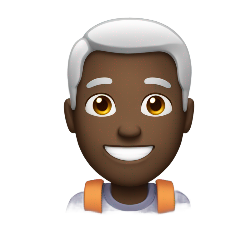 genmoji : Homme noir souriant à son téléphone avec des yeux en forme de cœur