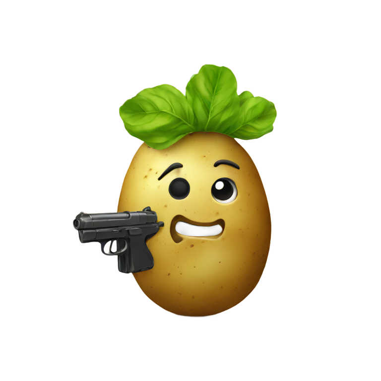 絵文字：銃を持ったポテト