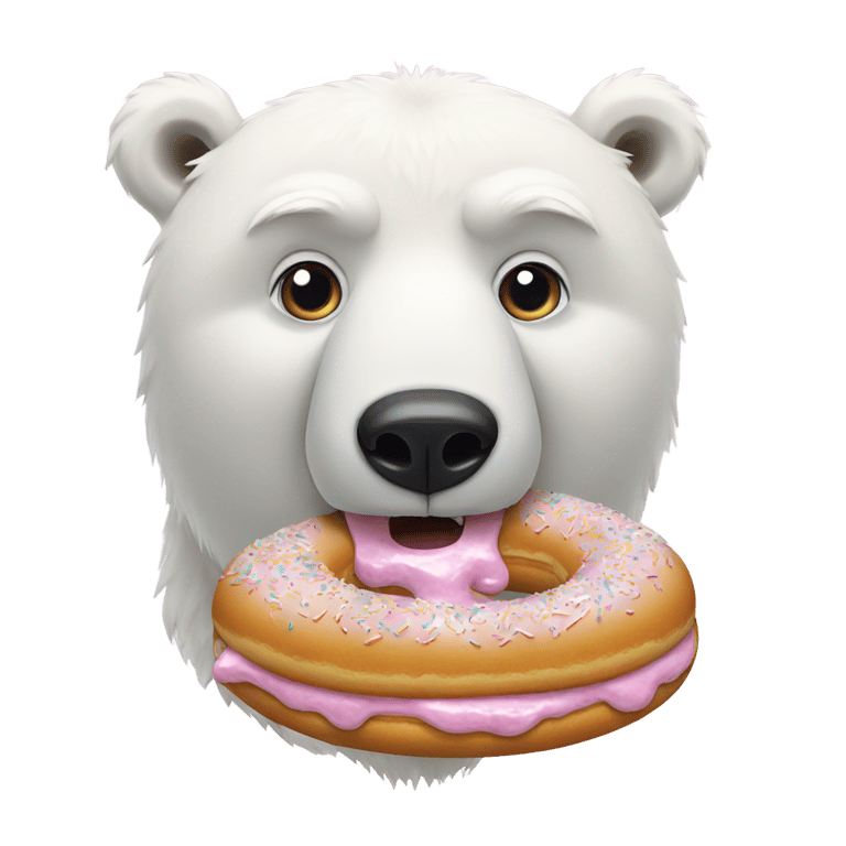 genmoji : Polar bear, eating donuts