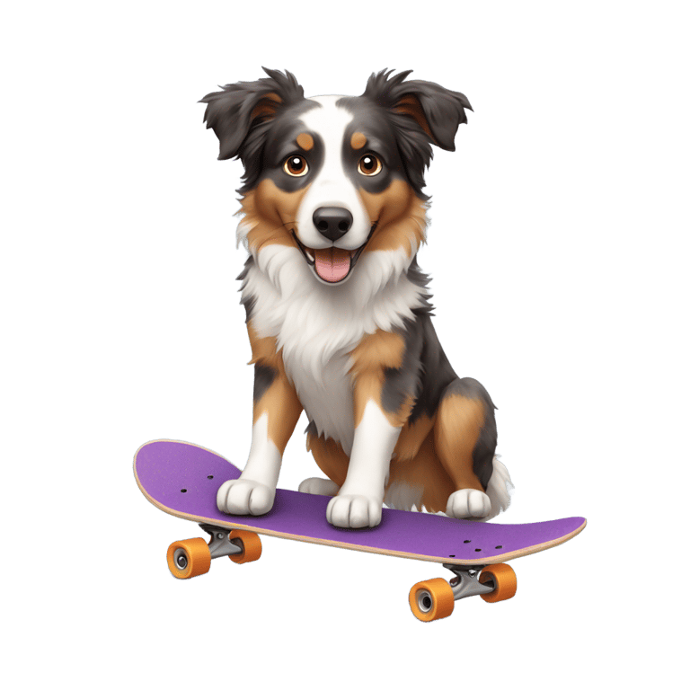 genmoji：澳大利亚牧羊犬滑板