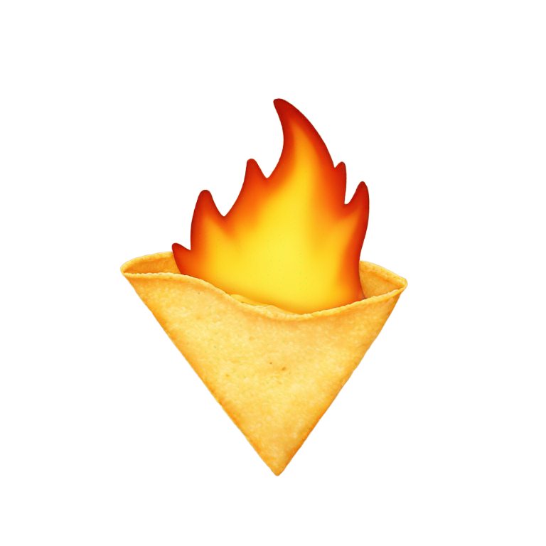 genmoji：单片玉米片，背景是火焰