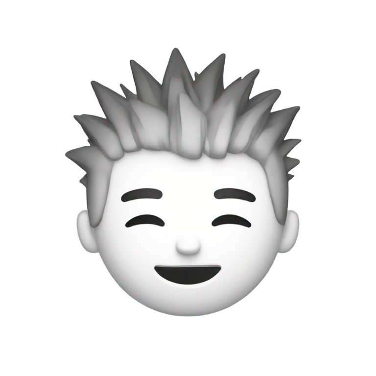 genmoji：白色方脸，短刺发，闭眼放松，黑色轮廓，快乐自信的 smirk，最简卡通风格