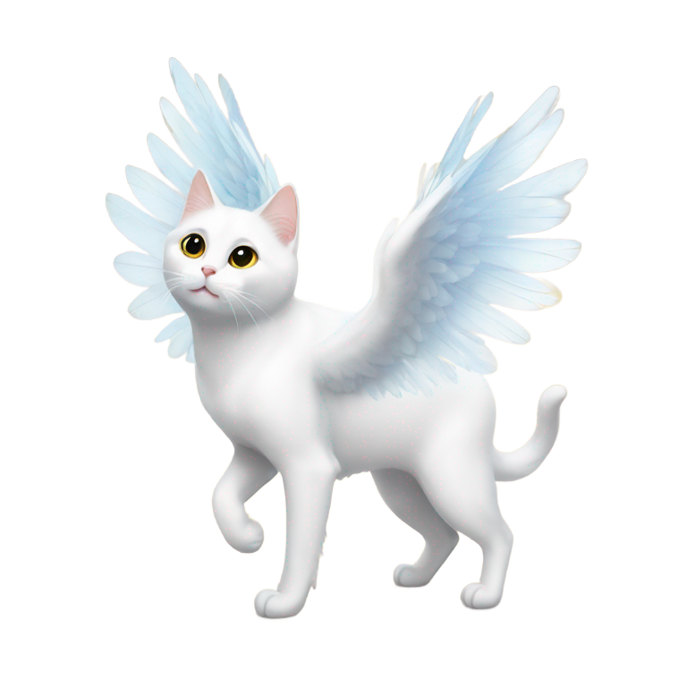 genmoji: White cat with angel wings