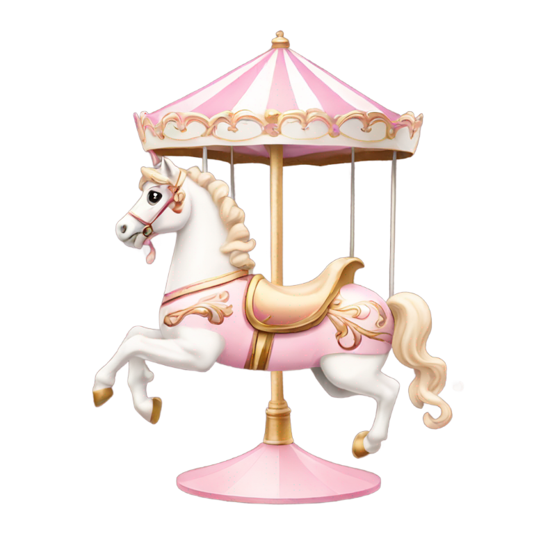 genmoji: a pretty pink and white vintage carousel