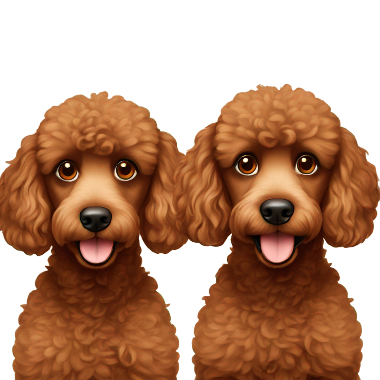 genmoji：两只小贵宾犬的脸，一只红棕色，一只深棕色