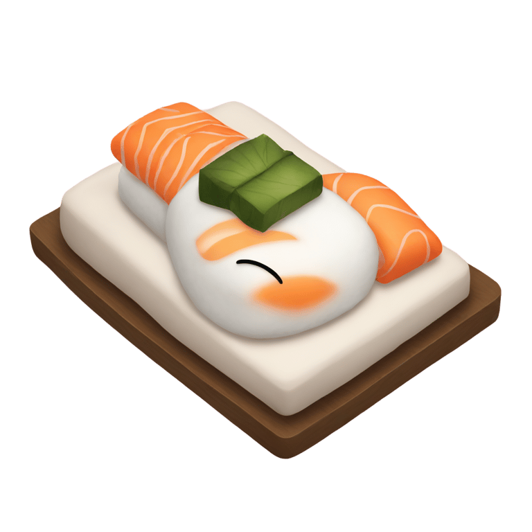 絵文字：寿司がベッドで眠る