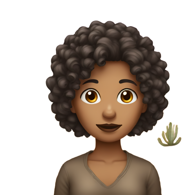 絵文字：砂漠の暗髪カールヘアの少女