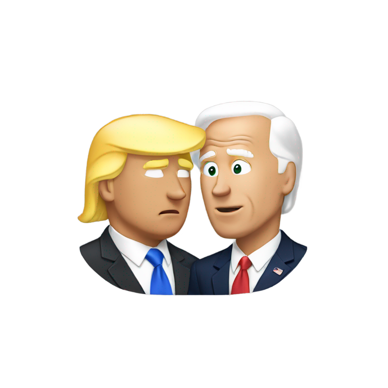 絵文字：トランプとバイデンがキスをしている