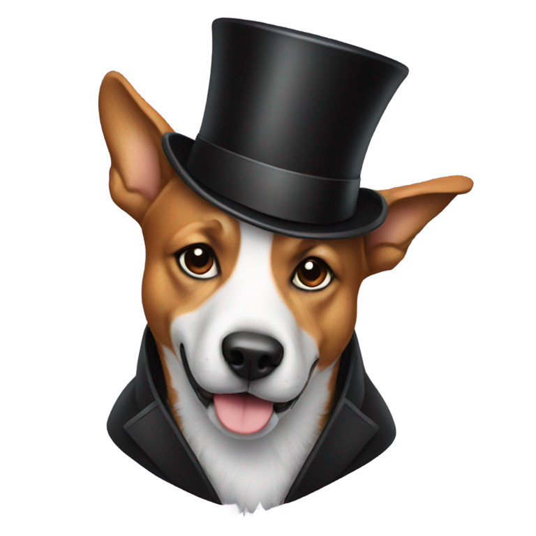 genmoji: a dog with a top hat