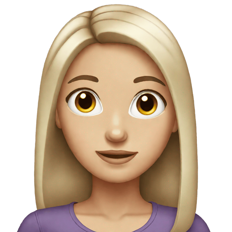 genmoji：白皮肤，黑棕色直发，发尾略微弯曲，黑棕色眼睛