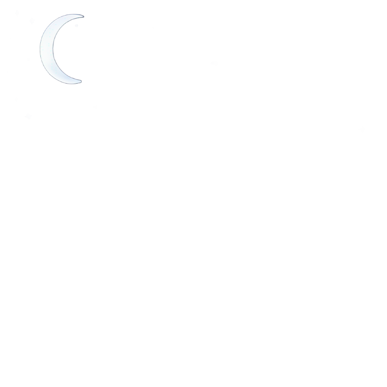 genmoji：Dark Night sky with stars and a waning crescent moon (square white frame)
