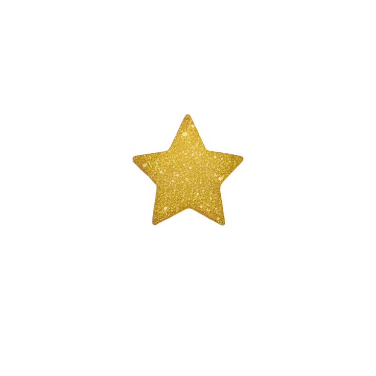 絵文字：ピンクのキラキラ楕円に白文字で「SUPERSTAR!」、太字大文字サンセリフ角張りフォント