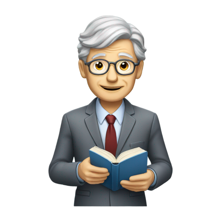 genmoji：创建一个穿着西装、头发灰白的老人，手里拿着一本关于UFO的书。