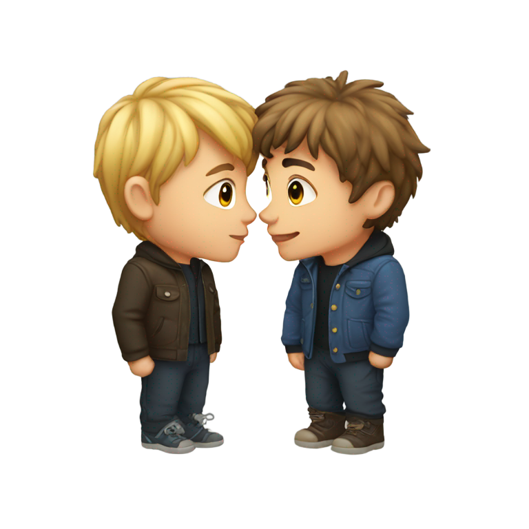 genmoji：山姆和伊森亲吻两个侏儒
