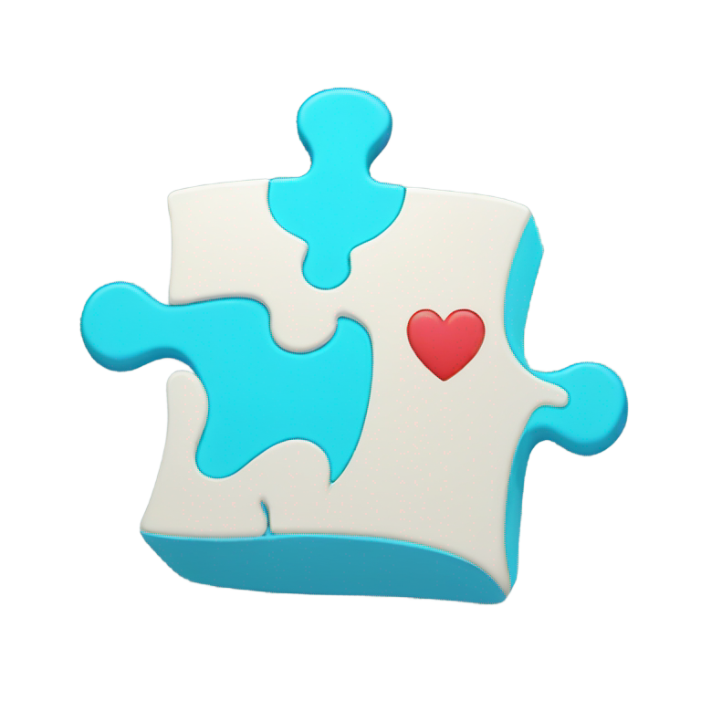 genmoji：带有心的浅蓝色拼图块，代表自闭症的卡通形象