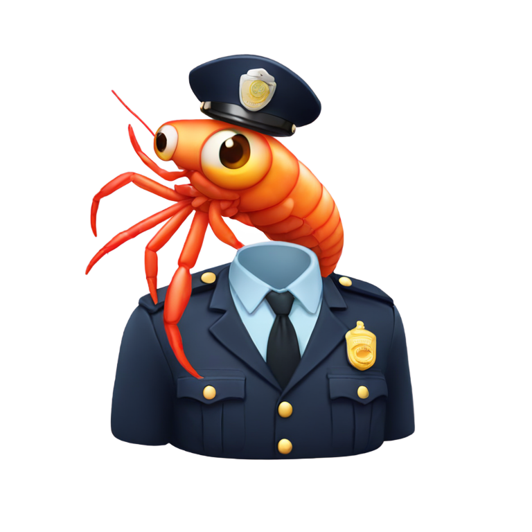 genmoji：戴警帽的虾