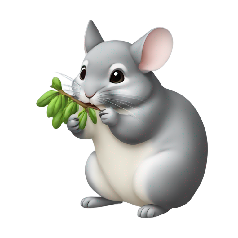 絵文字：チンチラが枝を食べる