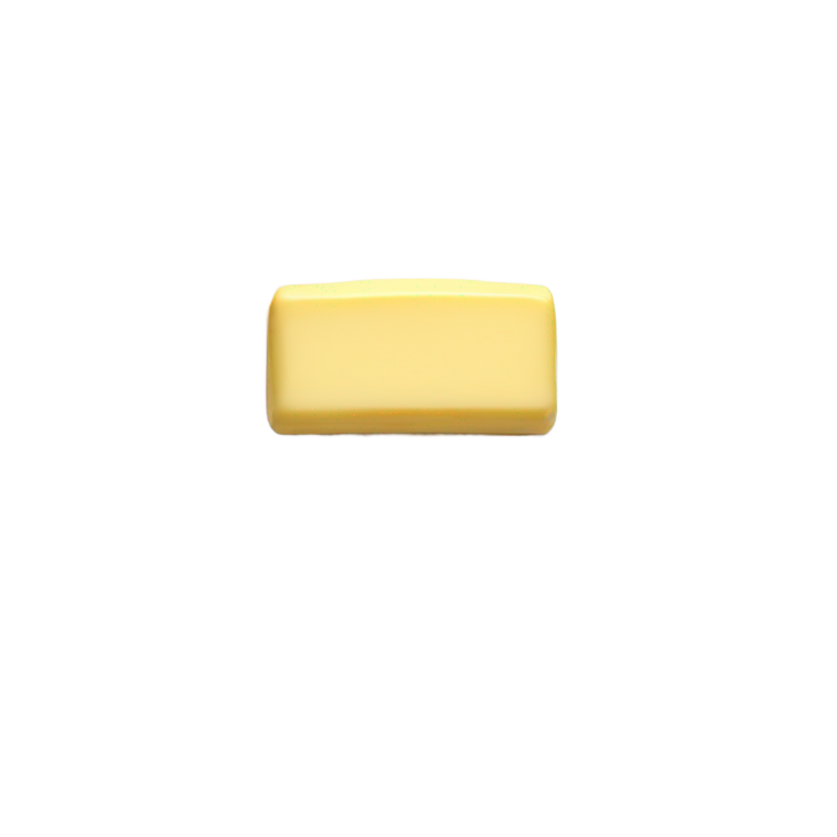 genmoji: full rectangular stick of butter placed neatly on a clean white plate