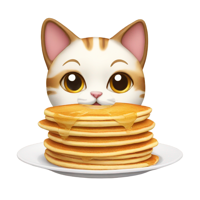 絵文字：パンケーキを持つ猫