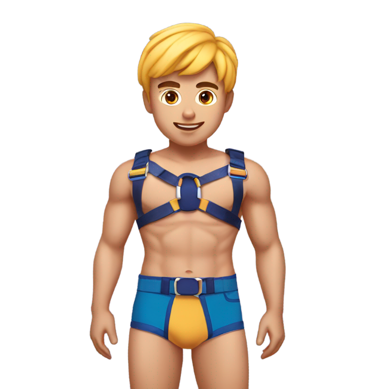 genmoji：身穿背带和速比涛的twink，广角镜头
