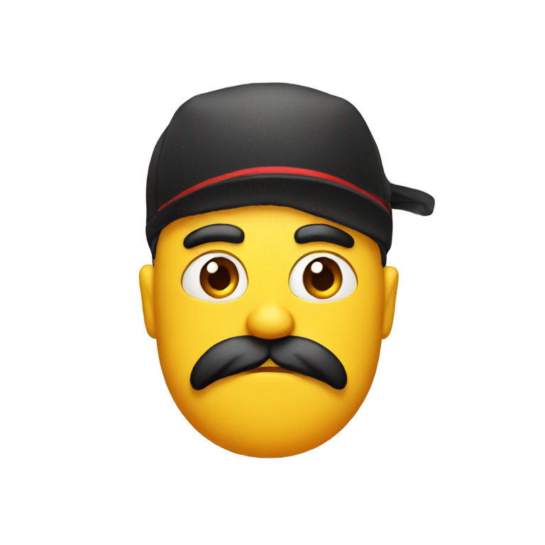 genmoji：戴红帽和黑唇上小胡子的暴躁表情符号