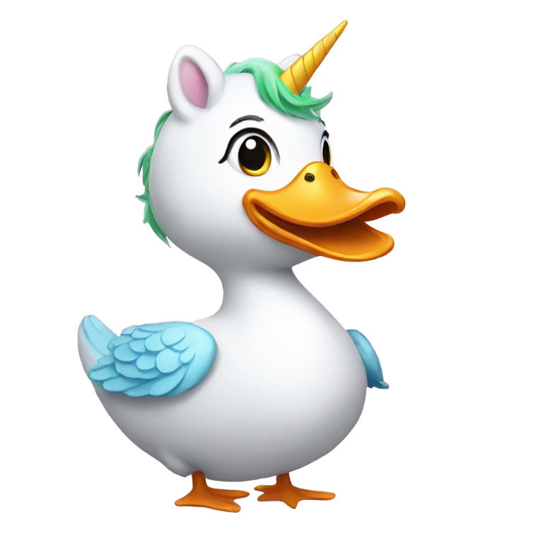 genmoji: duck with a unicorn costume