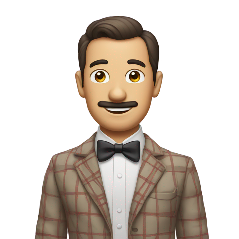 genmoji：一个看起来像皮威·赫尔曼但戴蝴蝶结和穿格子衬衫的家伙