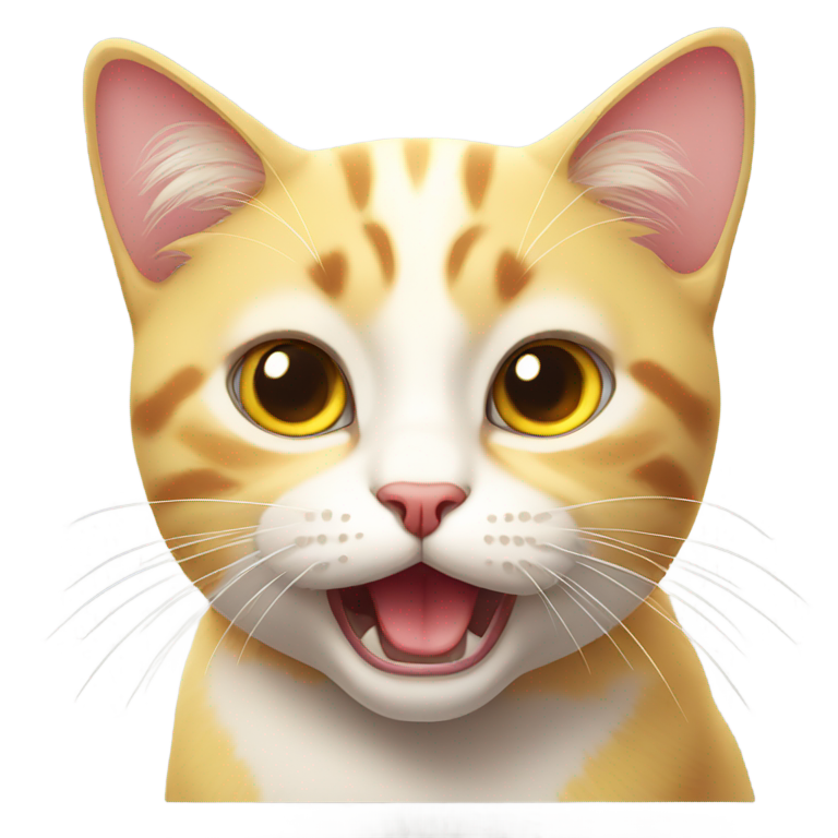 絵文字：クラシックアップルスタイルの猫、星の目、黄色の肌、口を開けている