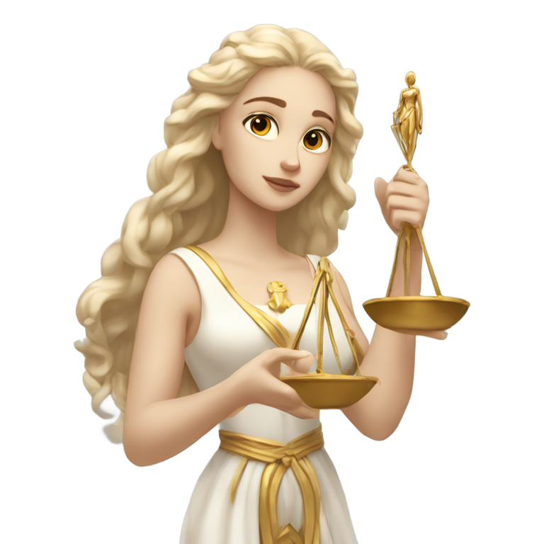 絵文字：white light skinned goddess femida with scales of justice in her hands