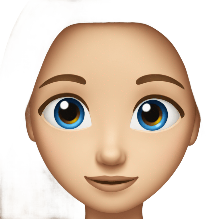 genmoji：长发棕色直发，蓝色眼睛的女孩