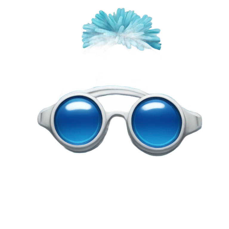 genmoji : Une serviette rayée bleue et blanche enroulée avec des lunettes qui dépassent