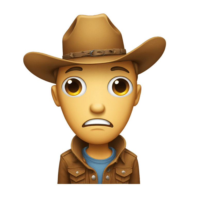 genmoji：crying sad face with cowboy hat