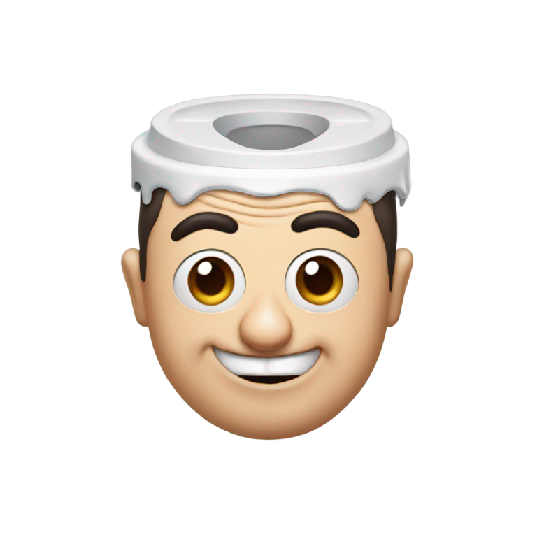 genmoji: mr bean with a toilet on head