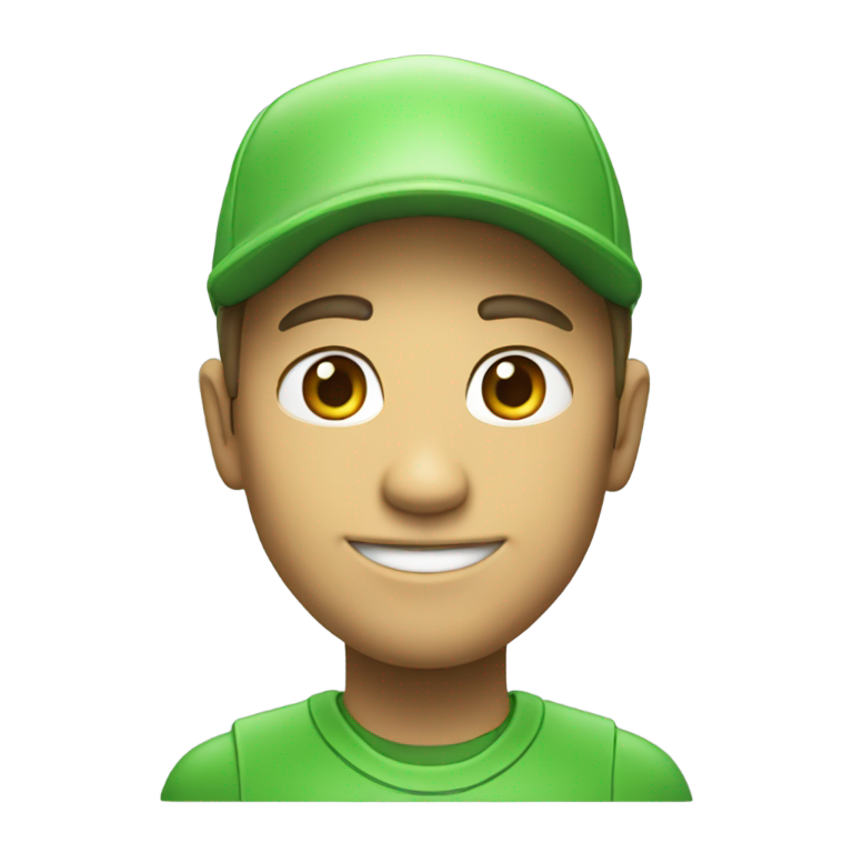 絵文字：リンゴのiOS絵文字スタイルの緑の扇風機、ソフトな3Dシェーディング。