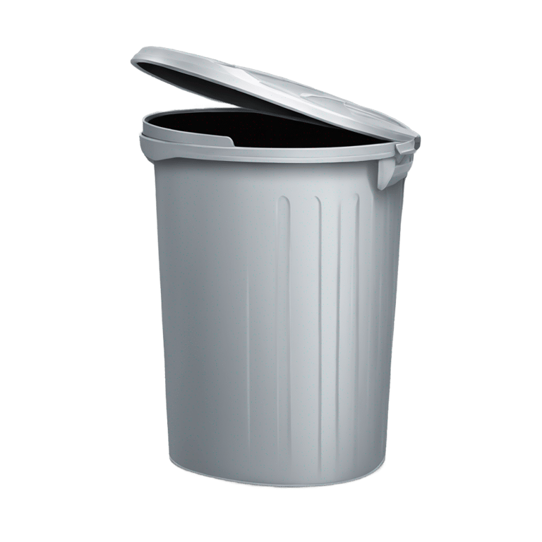 genmoji : A city garbage can open in profile. The lid does not touch the container