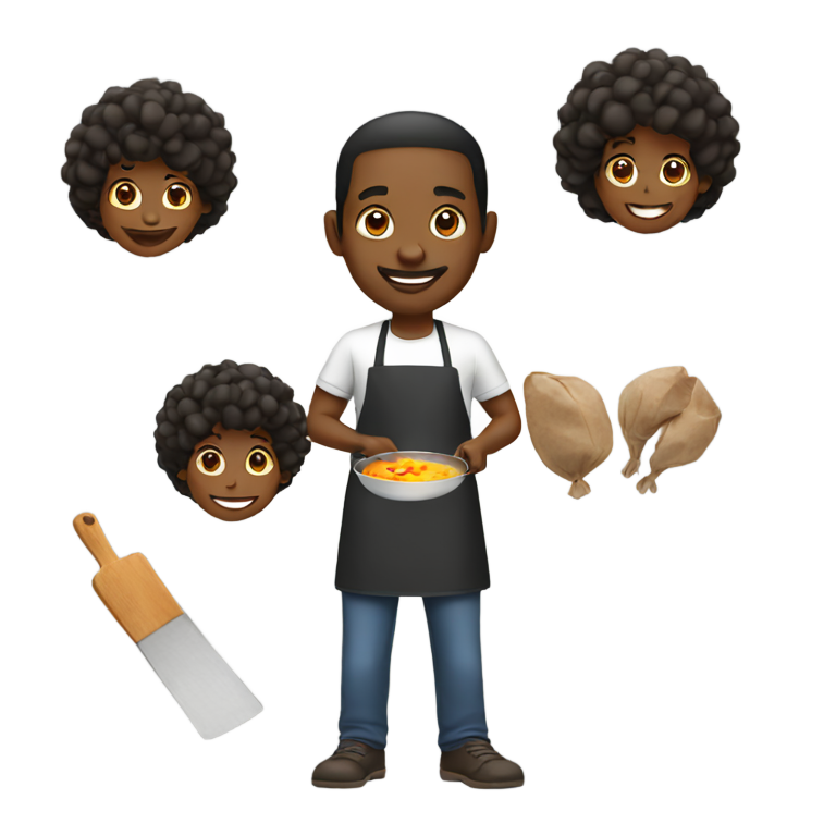 genmoji : Homme noir cuisinant des enfants