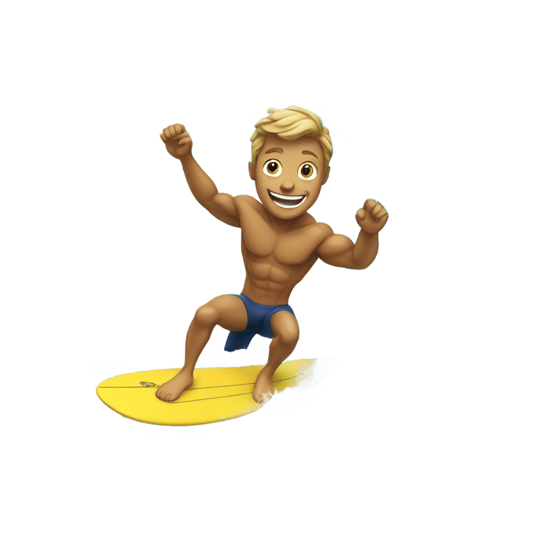 絵文字：Happy surfer on big wave