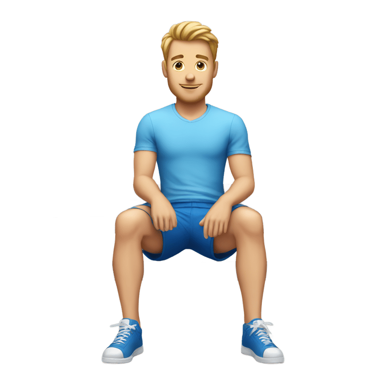 絵文字：white man in blue shorts sit on bench