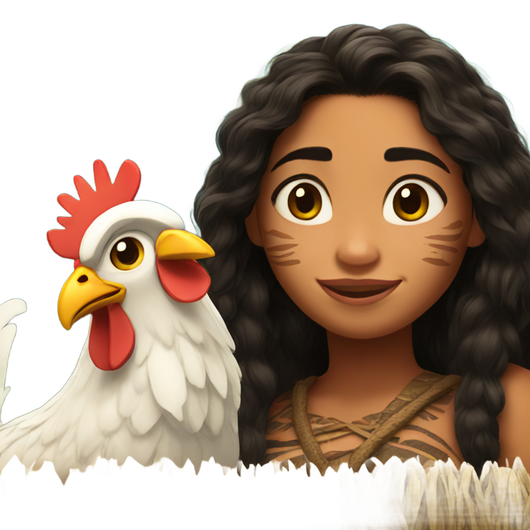 genmoji: moana and the chicken