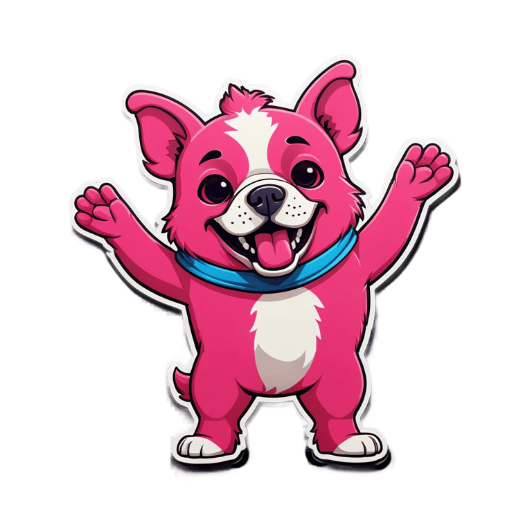 genmoji: Pink dog waving