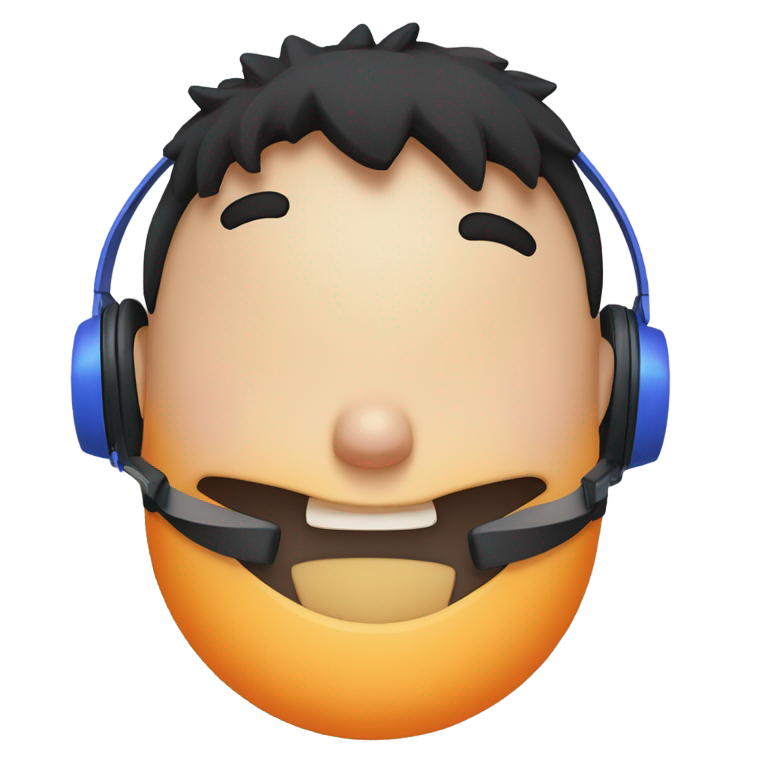 genmoji : Enfant autiste gros avec beaucoup de graisse corporelle, cheveux noirs, très grand comme CaseOh, portant des écouteurs orange et bleu autour du cou. Il s'appelle Logan Dufaaut et est très gros.