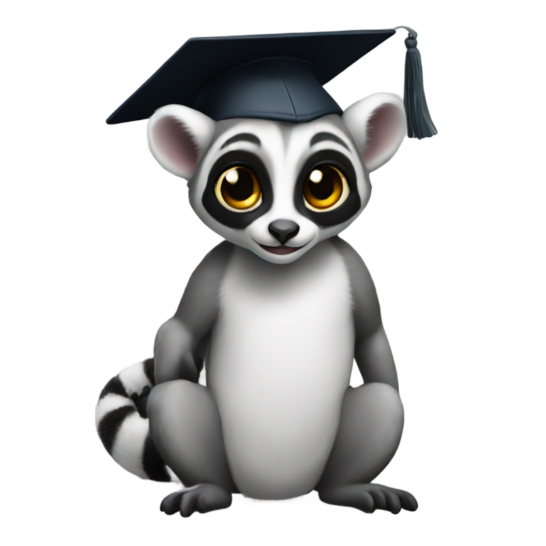 genmoji: A lemur graduating from college