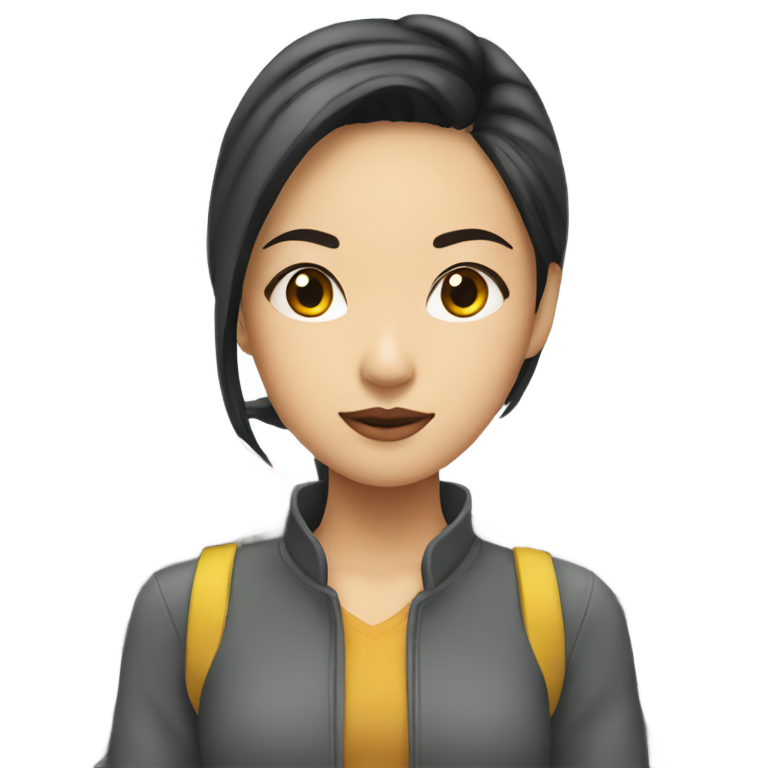 絵文字：アジア系の少女とその背後の電車