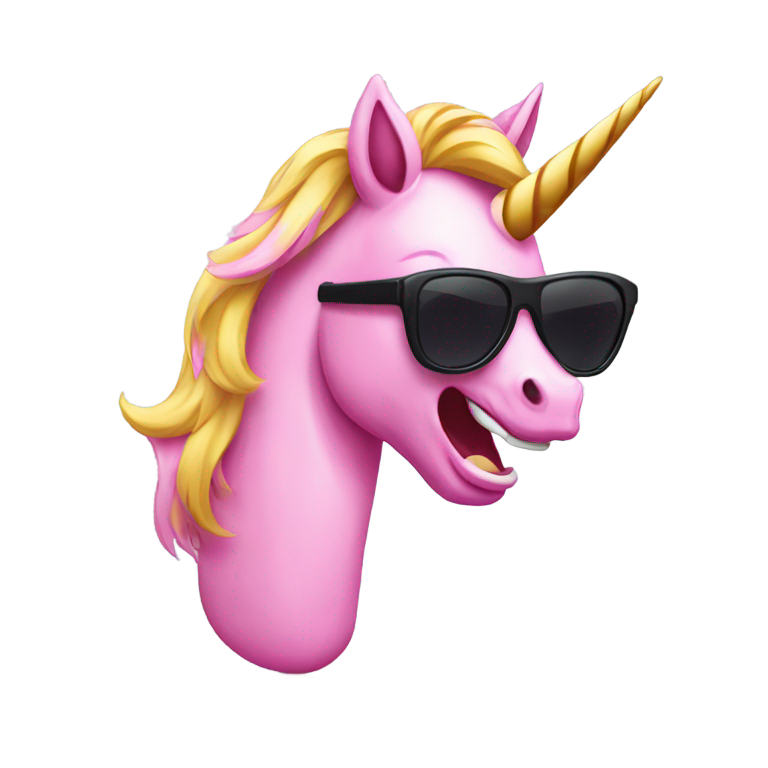 genmoji : Licorne rose faisant un dab avec des lunettes de soleil