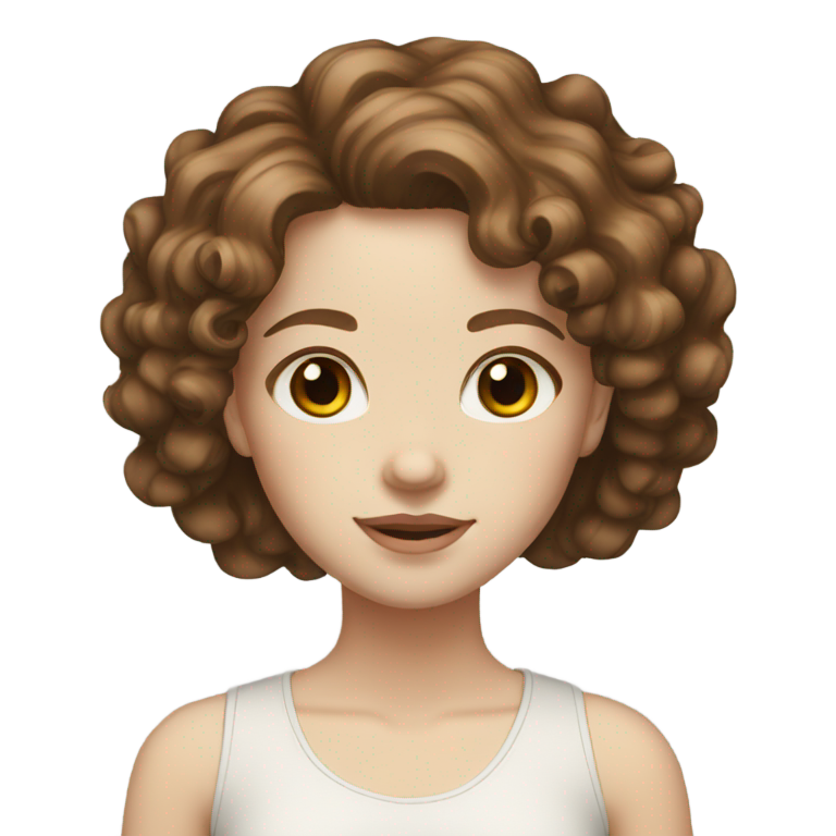genmoji: Girl with brown eyes pale skin and curly brown hair