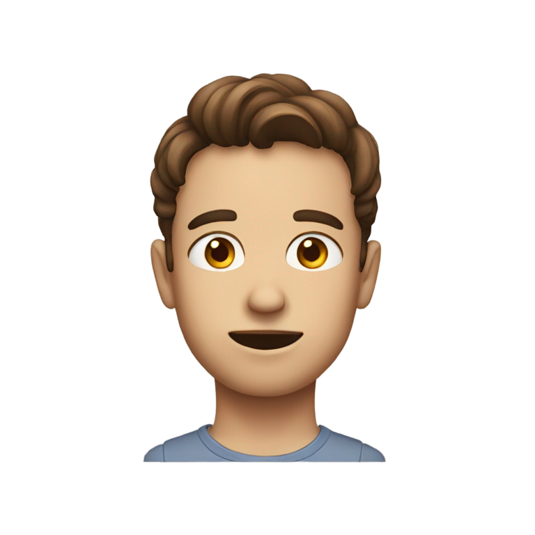 genmoji: Make a theater kid with a messed up face and brown hair