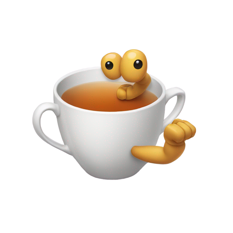 genmoji：Tea cup with arms and legs