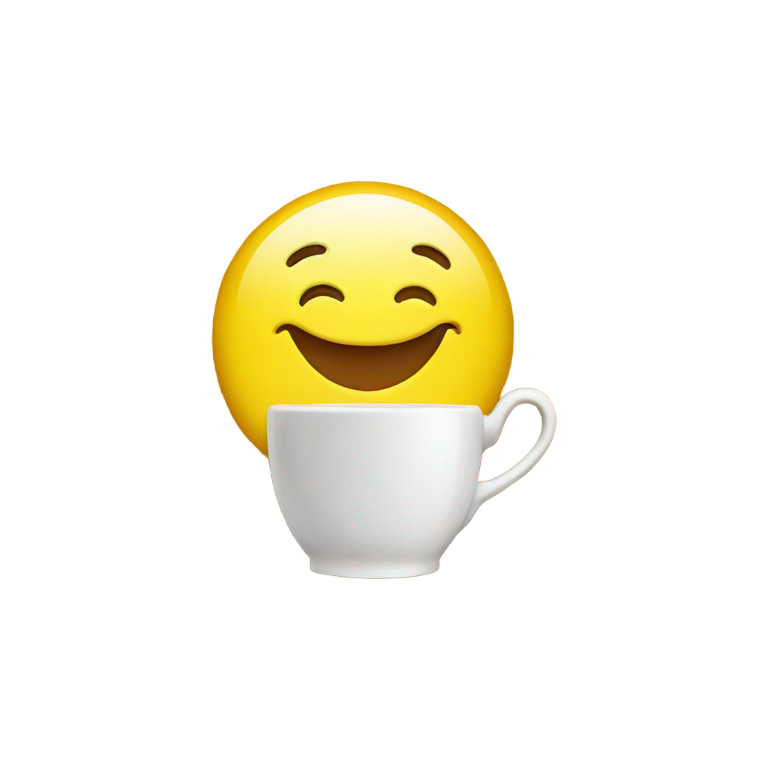 genmoji：黄色笑脸表情喝咖啡