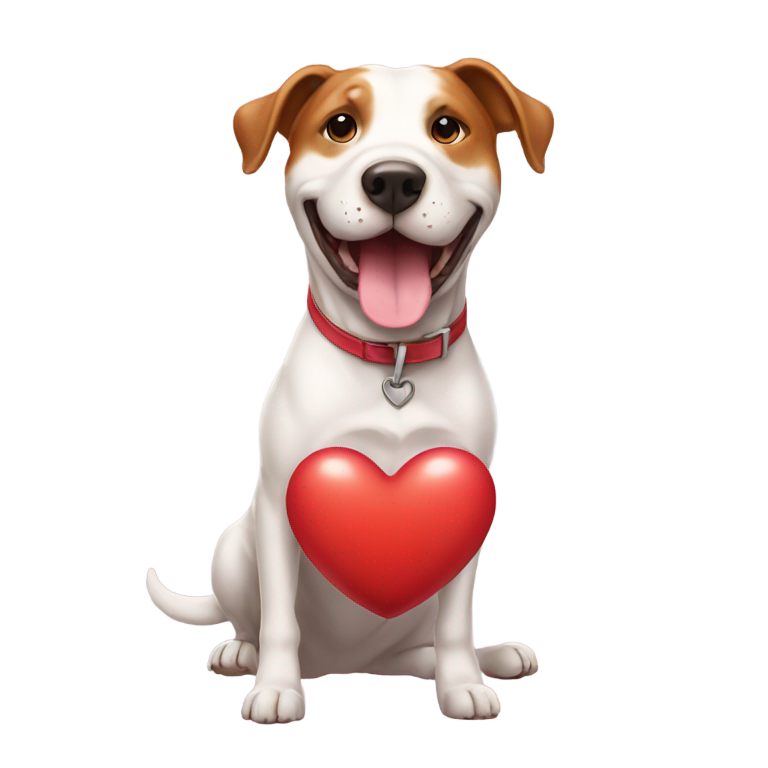 genmoji : Un chien heureux avec un grand cœur d'amour et un disque volant